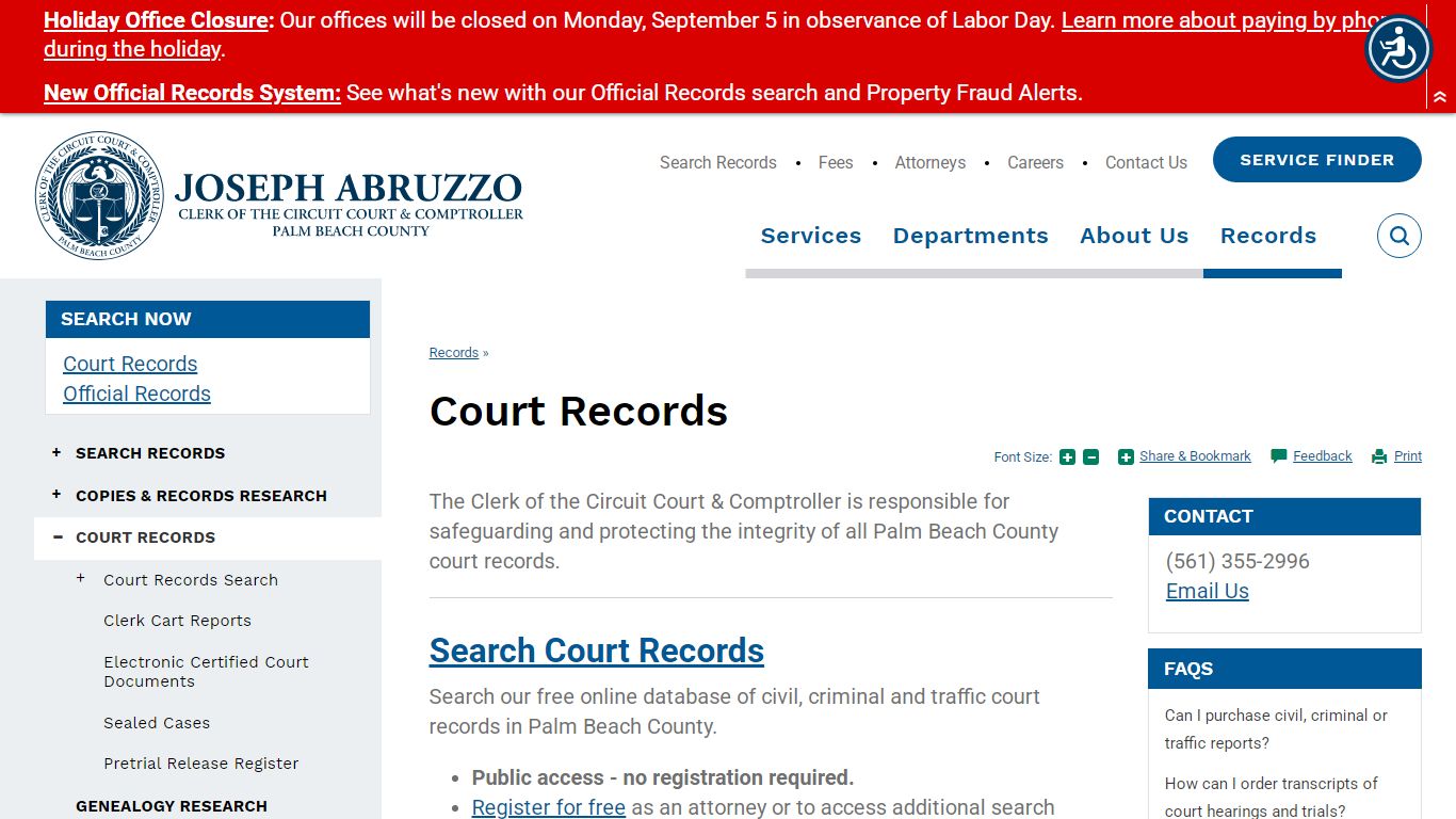 Clerk of the Circuit Court & Comptroller, Palm Beach County